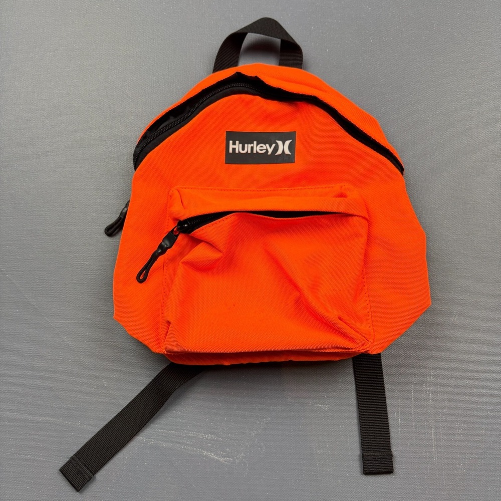 Hurley Mini Backpack Women's Orange Black Logo Adjustable Straps Travel Bag - Picture 5 of 10